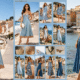 European summer light blue dress