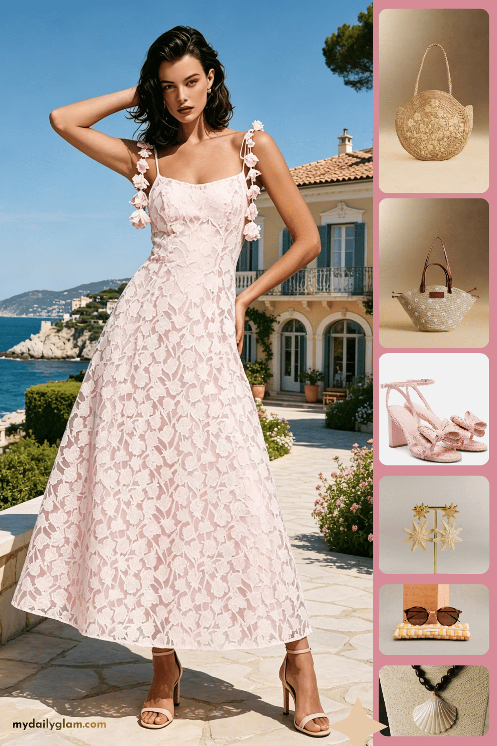 satin pink coastal dress