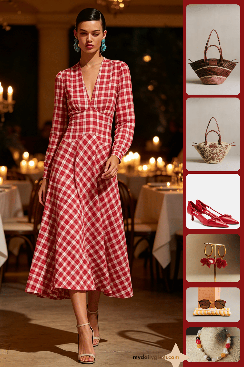 checkered red date night dress