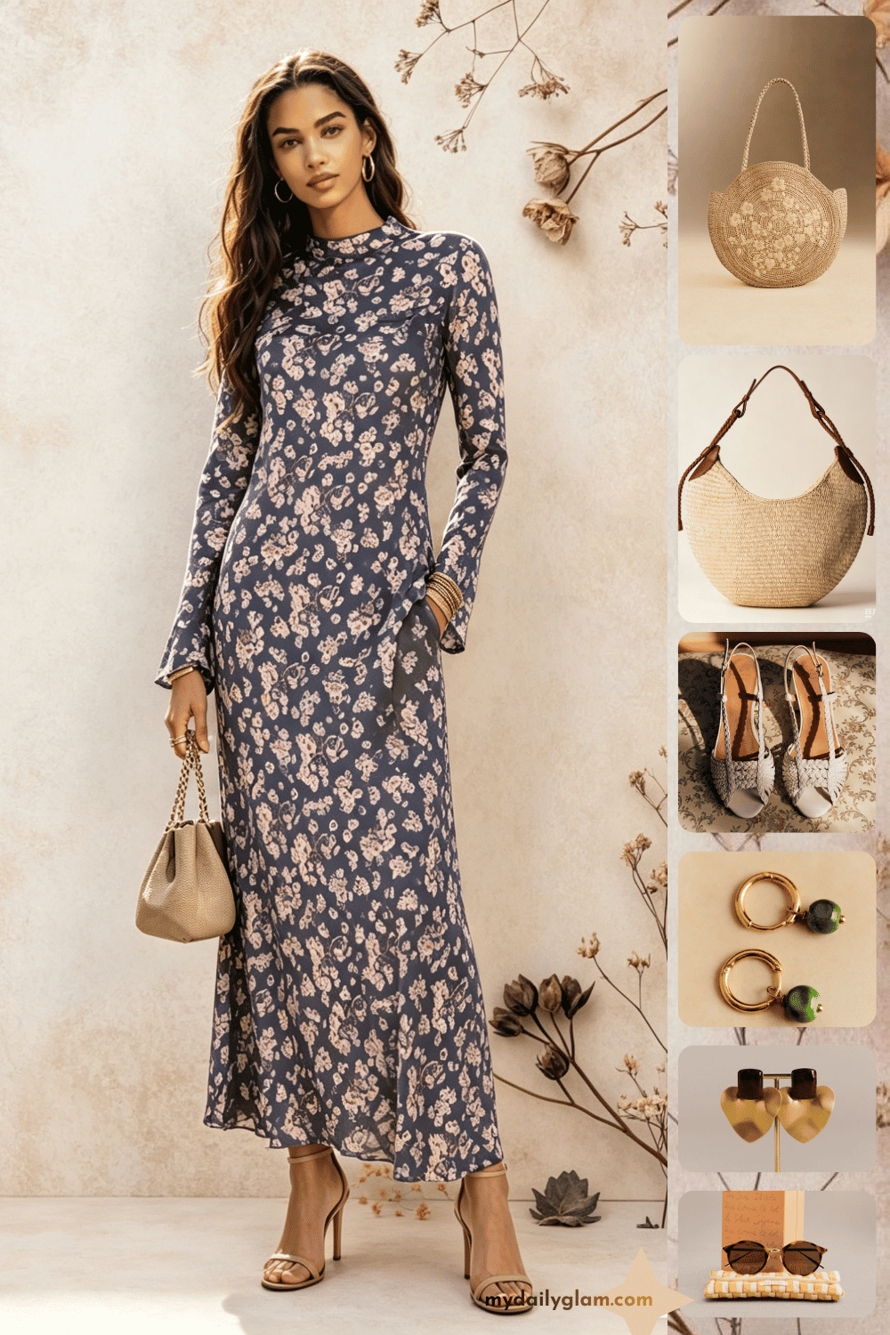 vintage floral midi dress