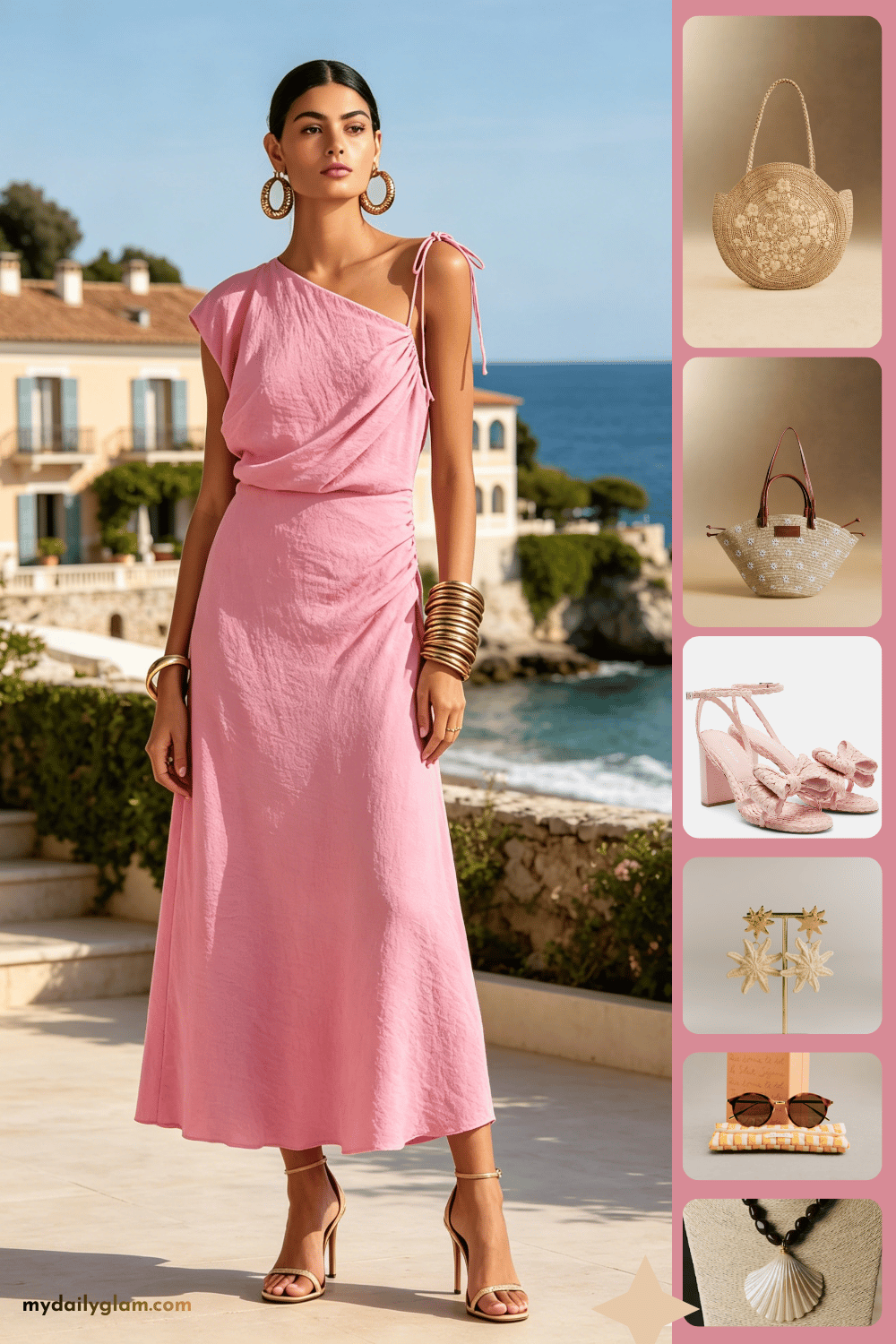 pastel pink coastal outfit