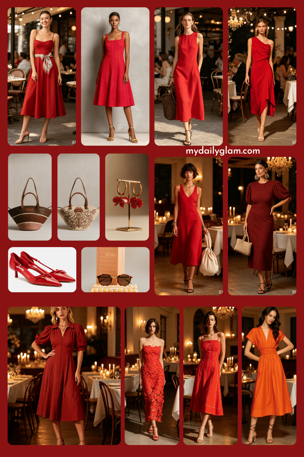 summer red midi dress