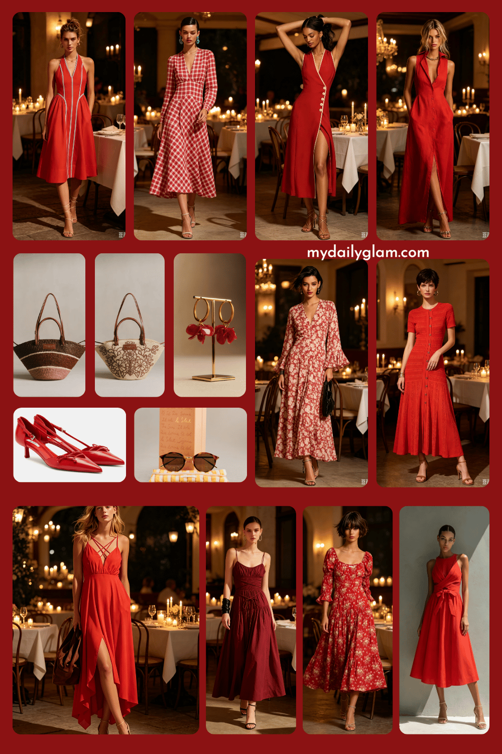 summer red date night midi dress