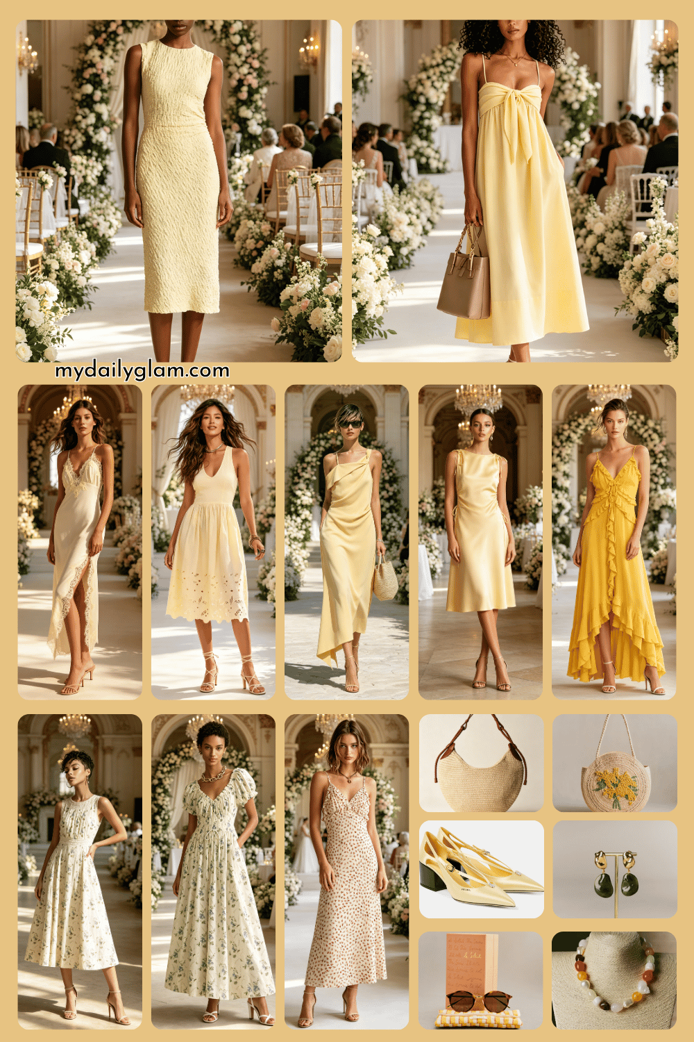 yellow wedding guest dress