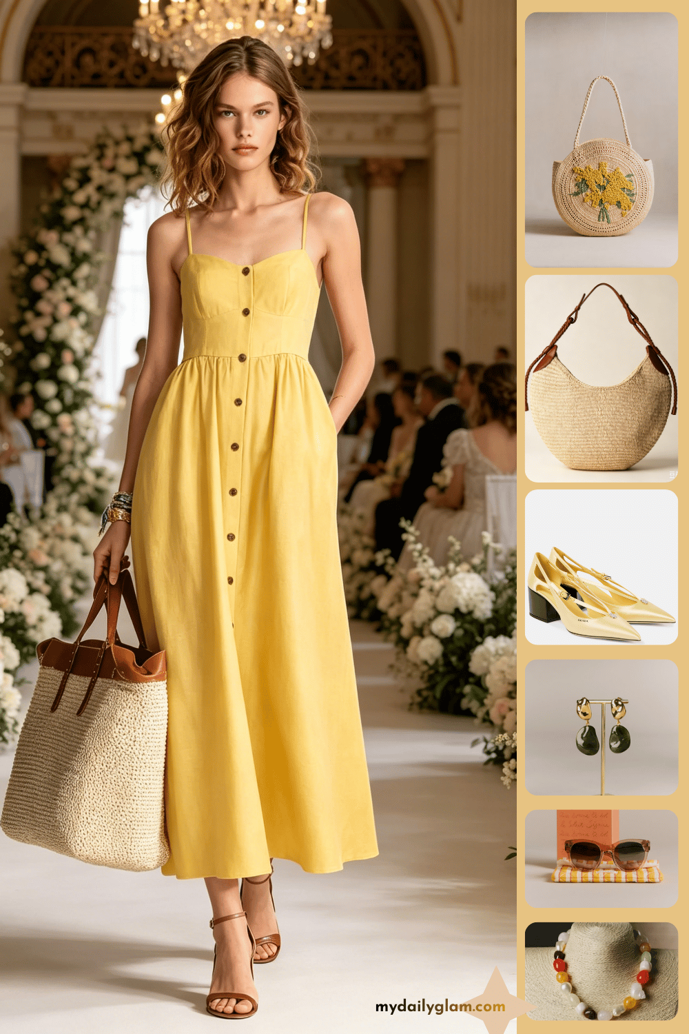 linen yellow wedding guest outfit
