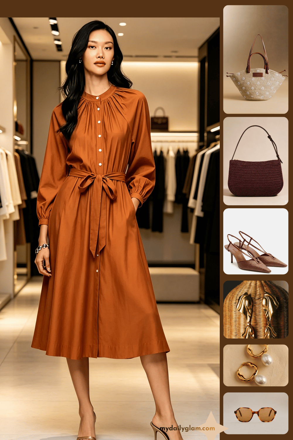 warm brown everyday luxury dress