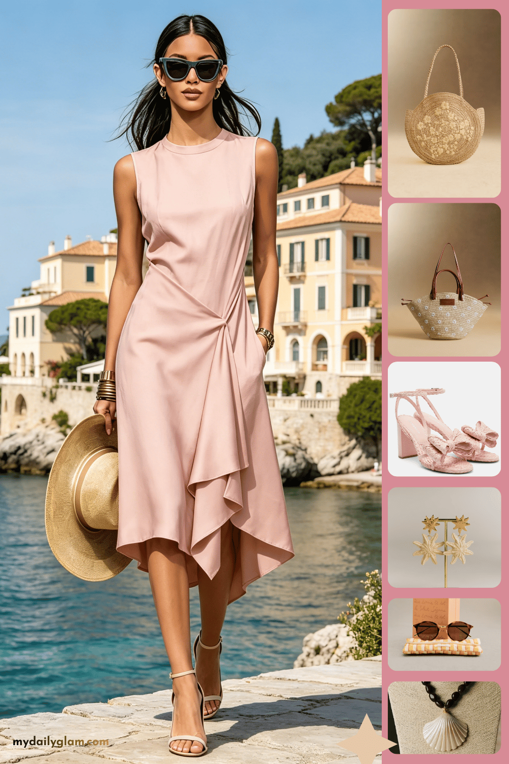 summer pink midi dress