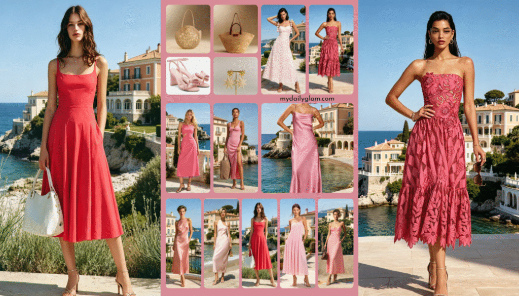 satin pink coastal dress