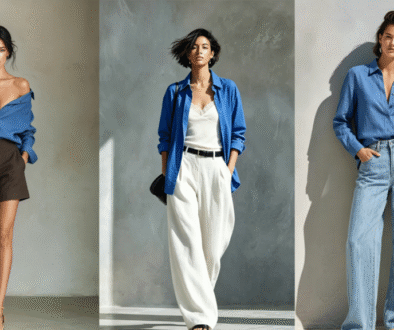 blue linen cotton shirt summer outfit ideas