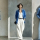 blue linen cotton shirt summer outfit ideas