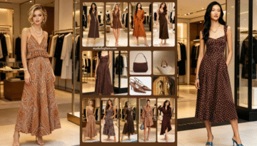 quiet luxury brown midi dress