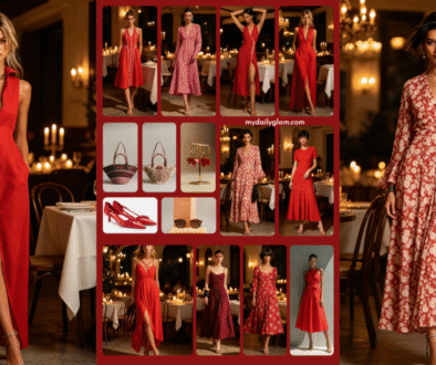 summer red date night midi dress