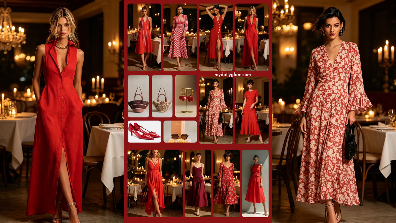 summer red date night midi dress