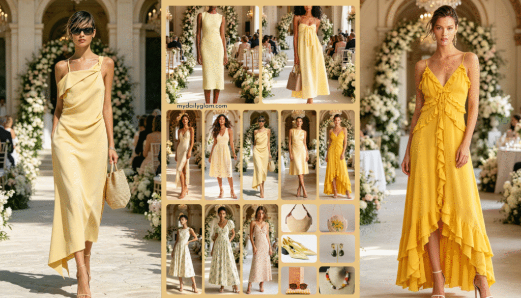 yellow wedding guest dress