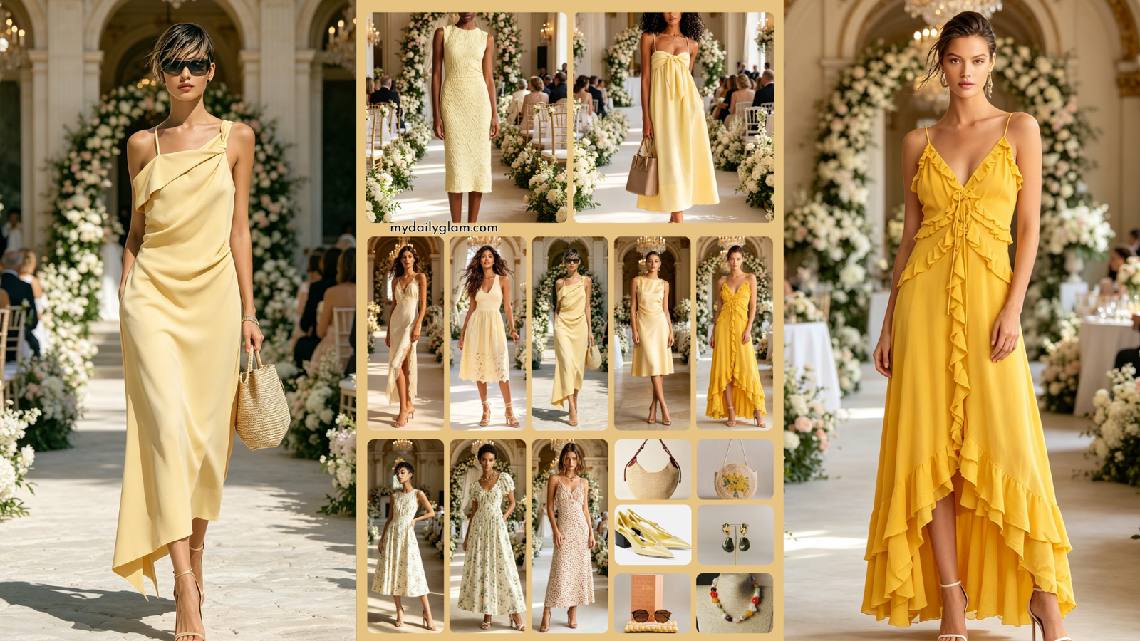 yellow wedding guest dress
