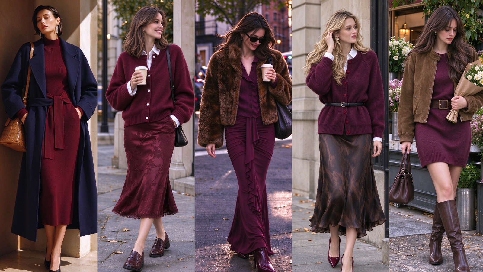 burgundy fall winter outfits for women