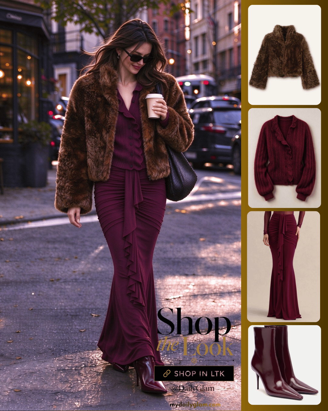 Fall city strolls in burgundy tones 🤎