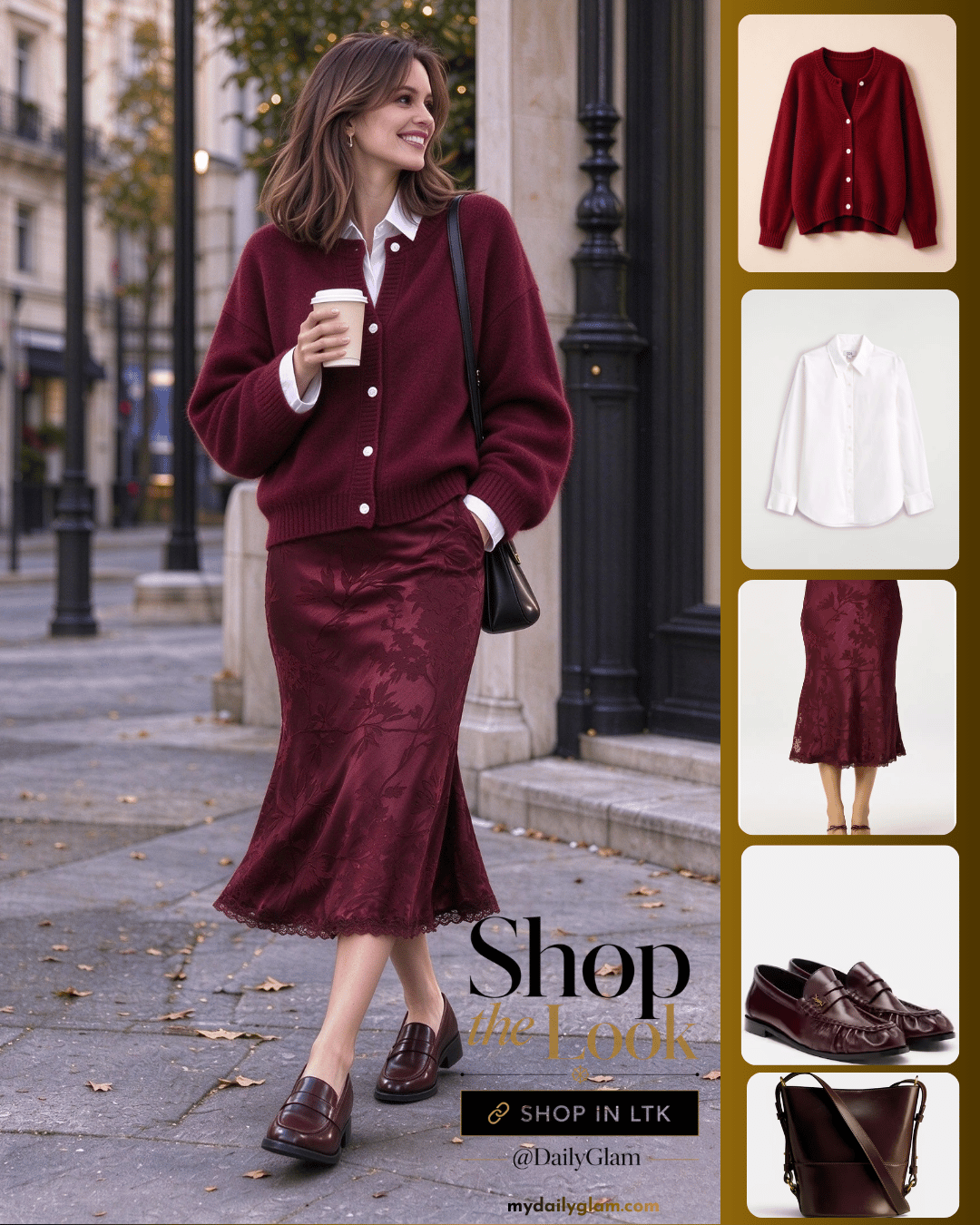 Monochromatic burgundy fall outfit alert!